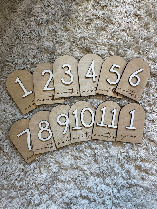 Other - Neutral Wood Monthly Milestone Plaques - Set of 12